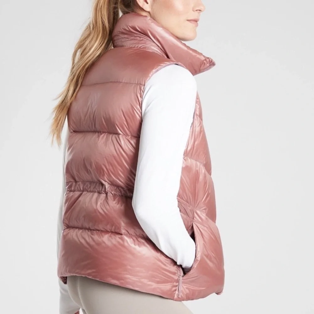 Athleta Lofty Down Puffer Vest Dogwood Mauve Hooded‎ - Picture 2 of 16
